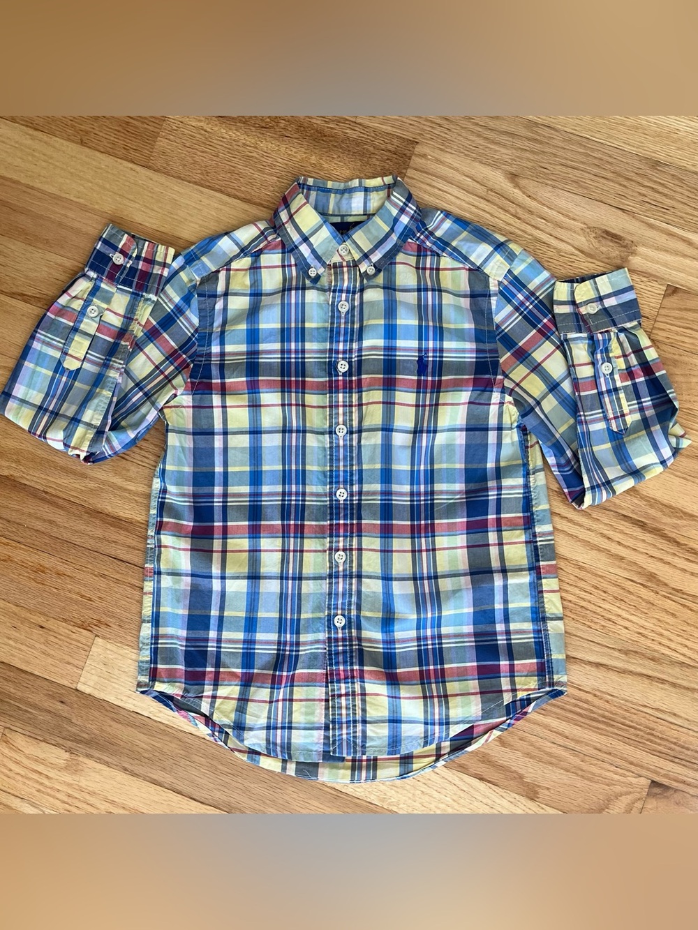 Ralph Lauren Boys 100%Cotton Multicolor Plaid Button-Down Shirt Size 8
